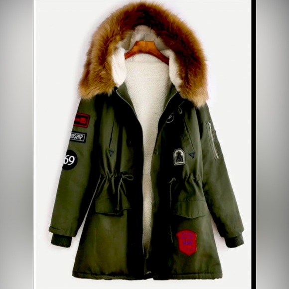 SHEIN Jackets & Blazers - Shein Faux Fur Trim Parka